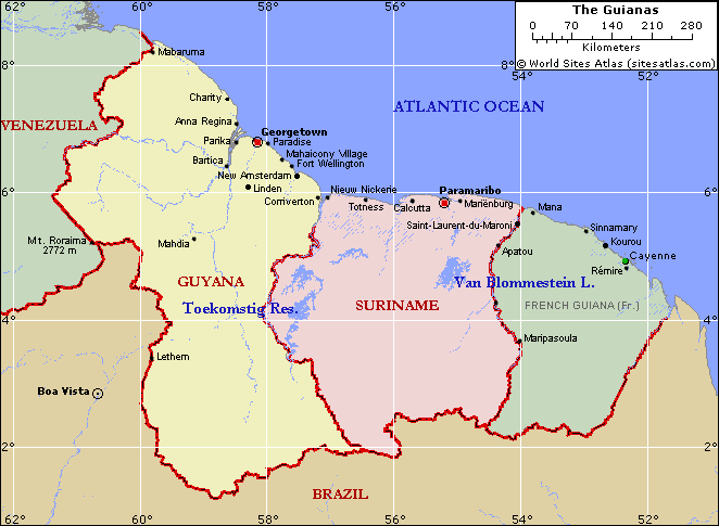 Regions Map of French Guiana